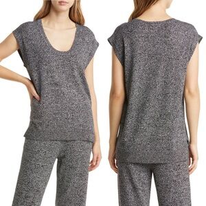 NEW Nordstrom 2022 Marled Sleeveless Sweater‎ Grey Size XS Linen Blend Heathered